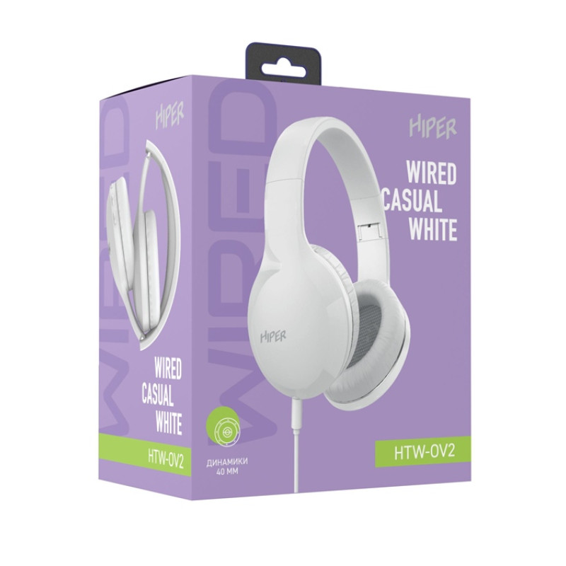 HIPER Наушники накладные WIRED CASUAL WHITE HTW-OV2