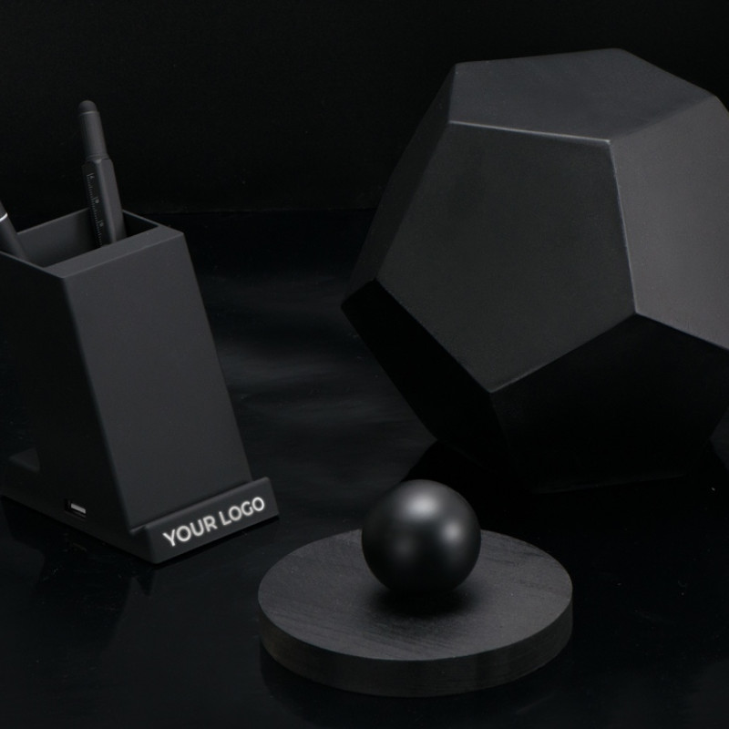 Беспроводная зарядка-подставка с подсветкой "Glow box", черный