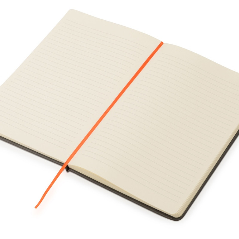 Блокнот «Color» линованный А5 в твердой обложке с резинкой, серый/оранжевый (P)