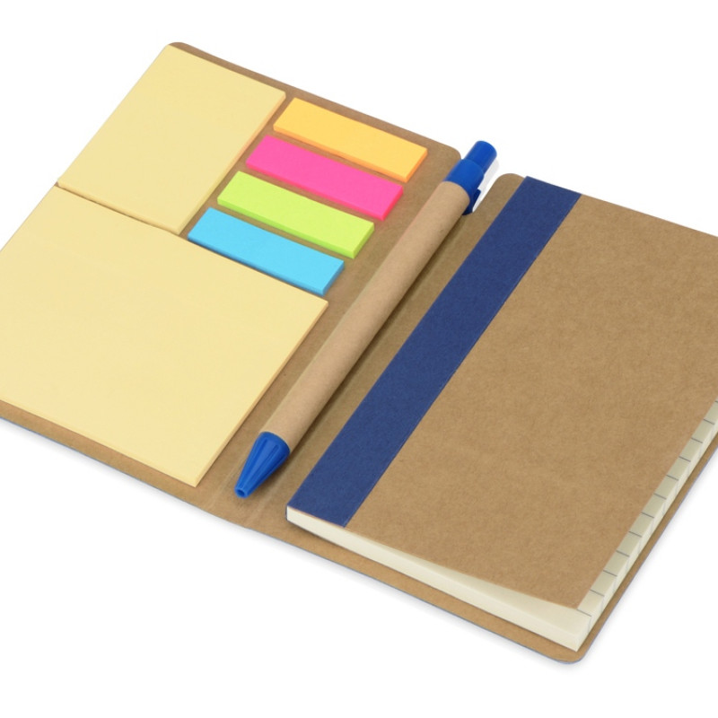 Набор стикеров А6 "Write and stick" с ручкой и блокнотом, синий (Р)