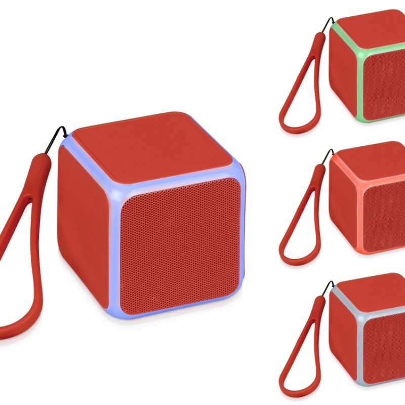Портативная колонка «Cube» с подсветкой, красный