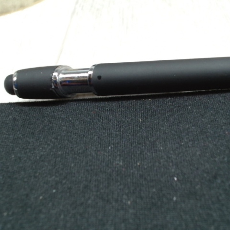 Ручка металлическая soft-touch шариковая со стилусом «Sway», черный/серебристый (P)