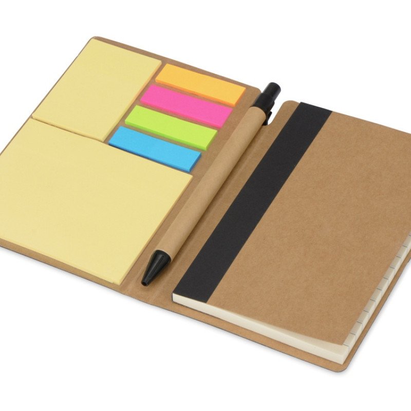 Блокнот А6 «Write and stick» с ручкой и набором стикеров, черный