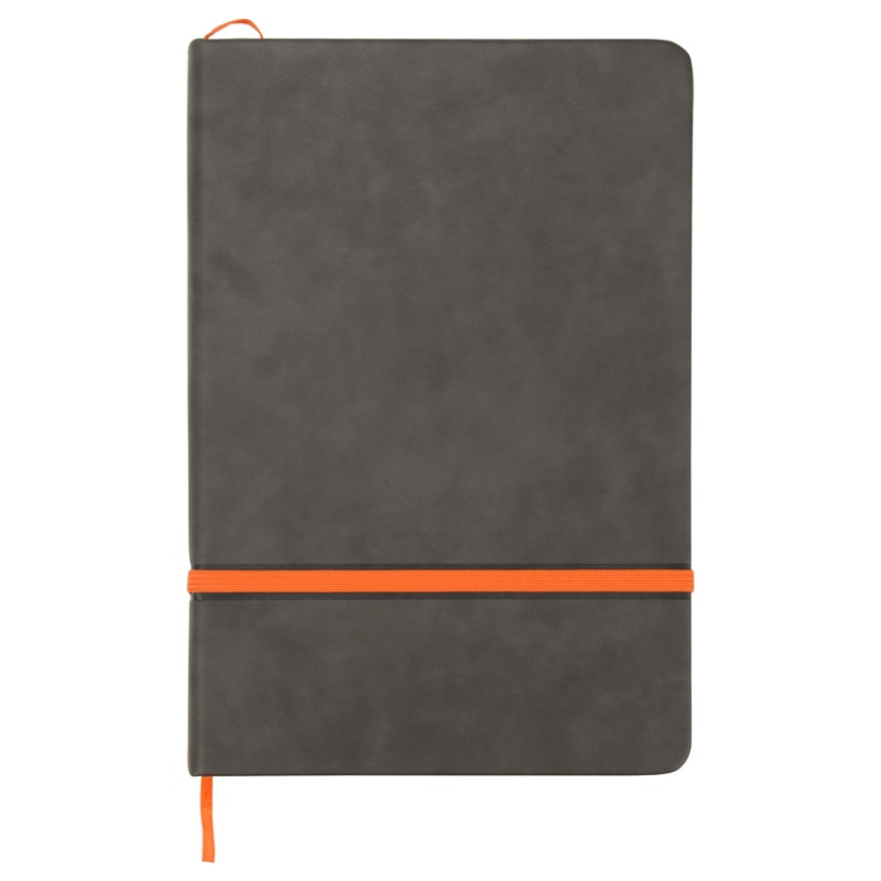 Блокнот «Color» линованный А5 в твердой обложке с резинкой, серый/оранжевый (P)