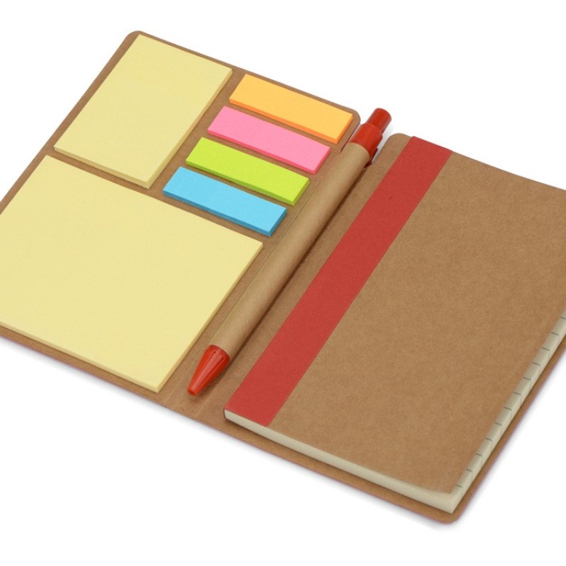 Блокнот А6 «Write and stick» с ручкой и набором стикеров, красный