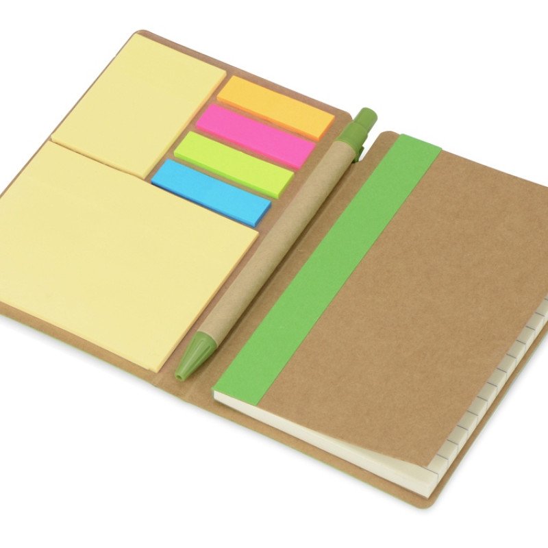 Блокнот А6 «Write and stick» с ручкой и набором стикеров, зеленое яблоко