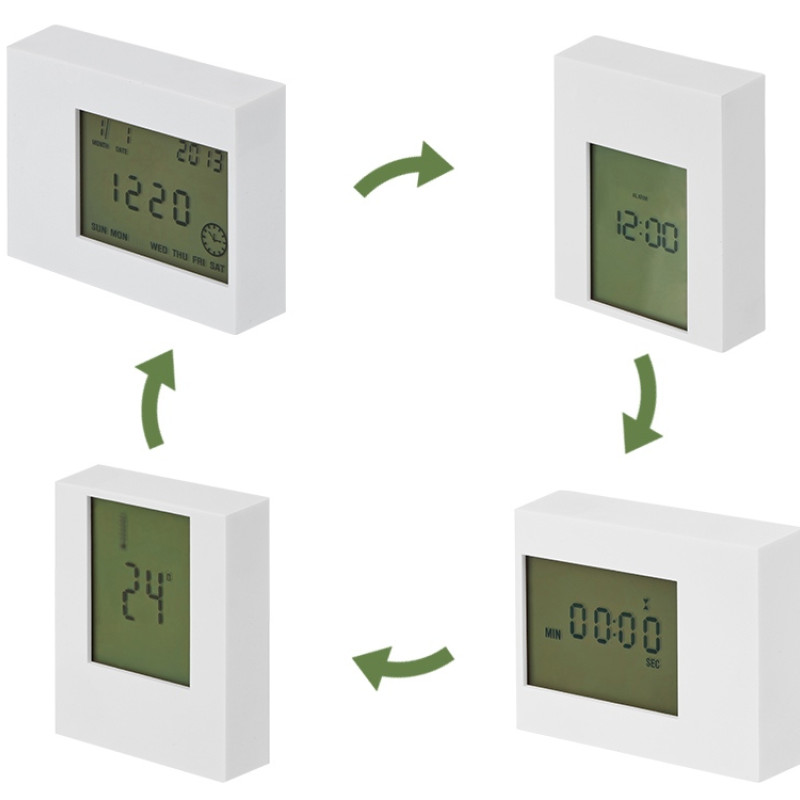Настольные электронные мультифункциональные часы "Rotatio" с подсветкой, белый