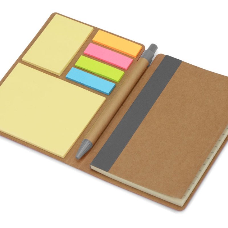 Блокнот А6 «Write and stick» с ручкой и набором стикеров, серый Блокнот А6 «Write and stick» с ручкой и набором стикеров, серый