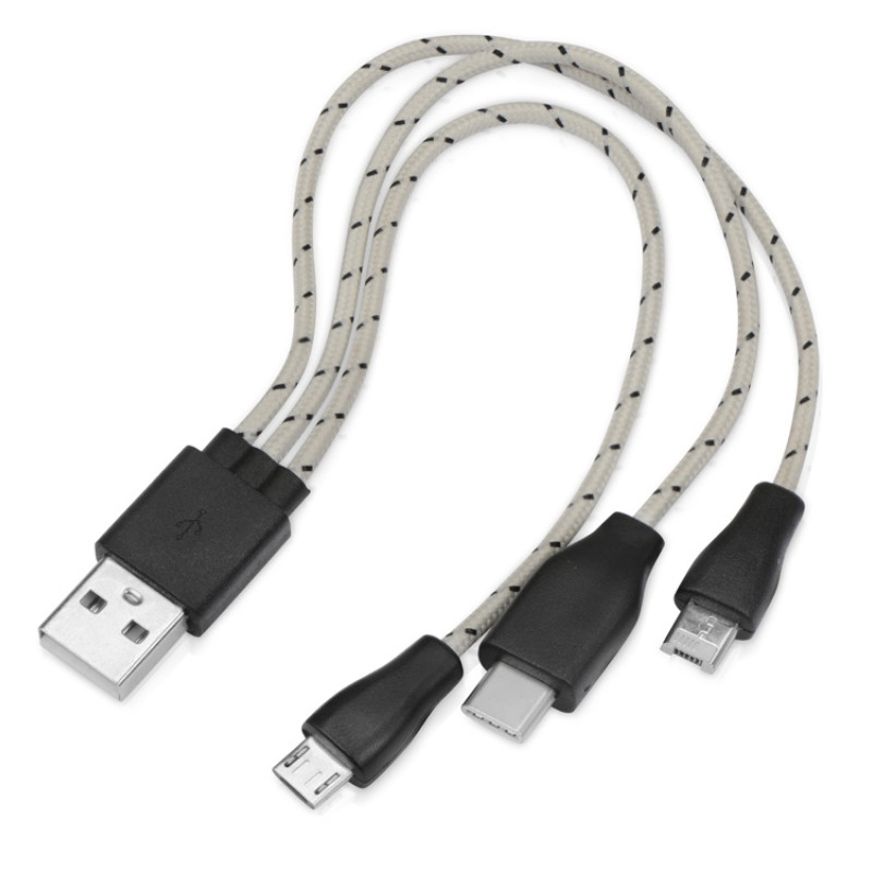 Набор с наушниками и зарядным кабелем 3-в-1 "In motion", серый Набор с наушниками и зарядным кабелем 3-в-1 "In motion", серый