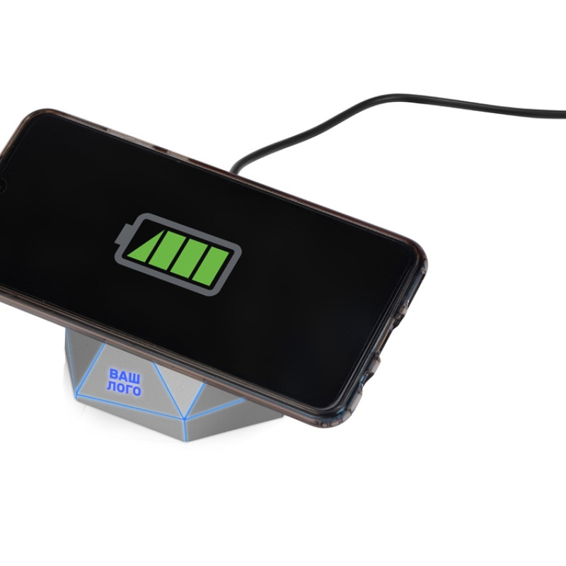 Док-станция «Geo Dock» с быстрой беспроводной зарядкой, серебристый с синей подсветкой. XOOPAR Док-станция «Geo Dock» с быстрой беспроводной зарядкой, серебристый с синей подсветкой. XOOPAR