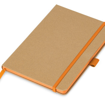 Блокнот A5 "Sevilia Color", твердая обложка из крафта, 80 листов, цветной срез и форзац, натуральный/оранжевый