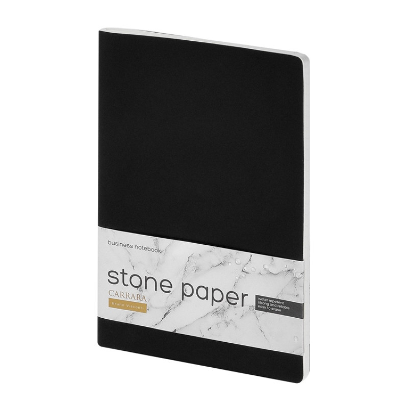 Тетрадь с каменной бумагой А5 "Carrara" 40 л., линейка, черный