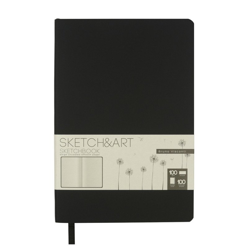 Скетчбук "Sketch & Art" в мягком переплете 140х210 мм, 100 л. бежевой бумаги 100 гр., черный Скетчбук "Sketch & Art" в мягком переплете 140х210 мм, 100 л. бежевой бумаги 100 гр., черный