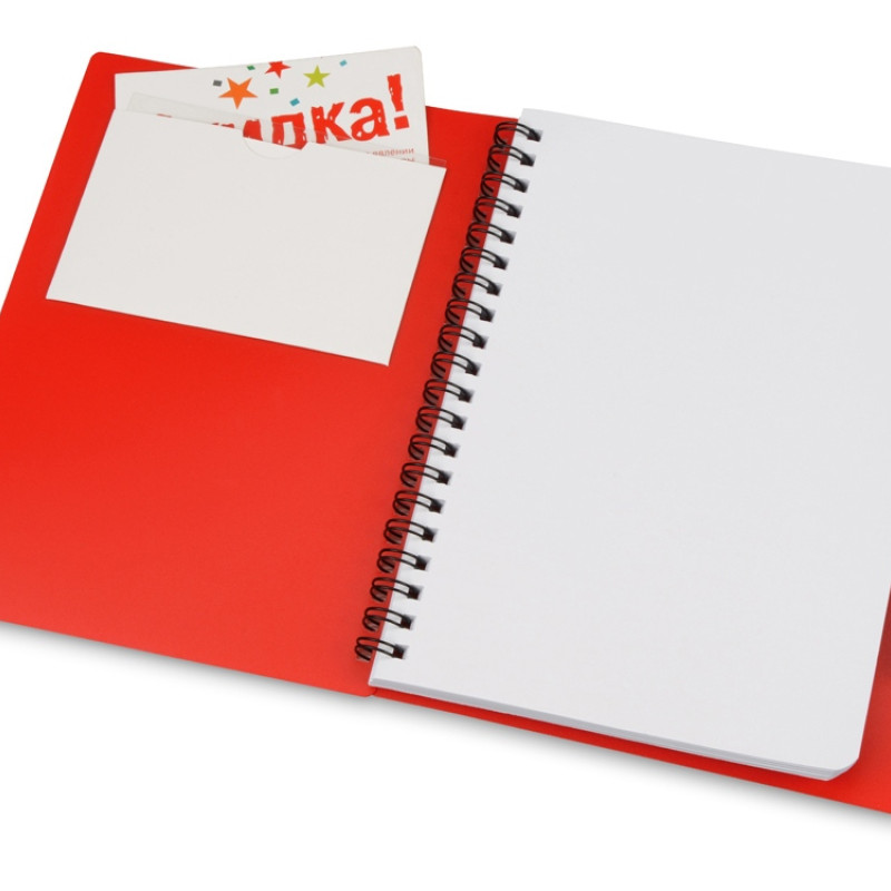 Блокнот "Контакт" с ручкой, красный