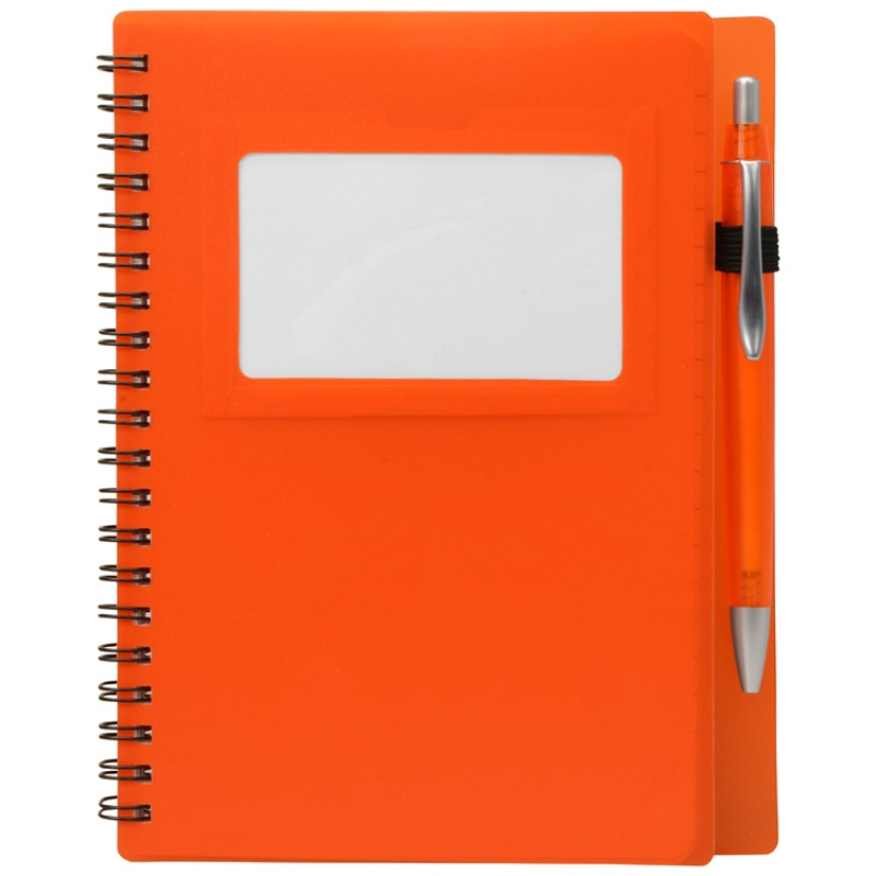 Блокнот "Контакт" с ручкой, оранжевый