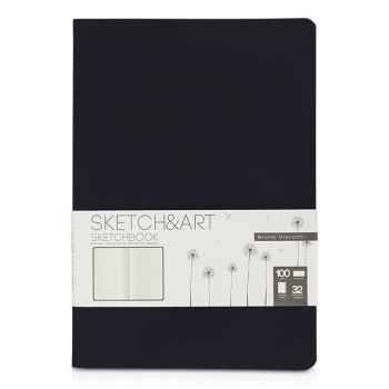 Скетчбук "Sketch & Art" в мягком переплете 147х210 мм, 32 л. бежевой бумаги 100 г/м2, черный