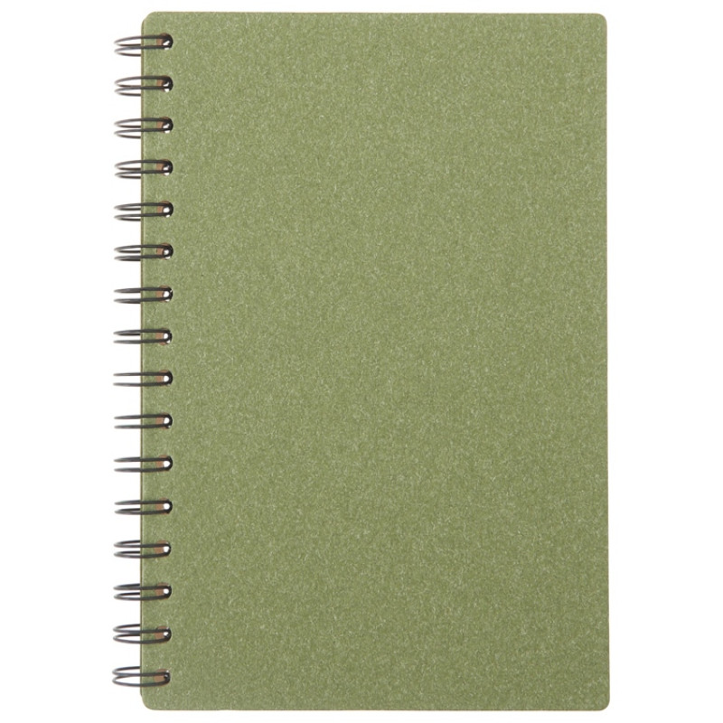 Блокнот на спирали в картонной обложке с переработанной бумагой "Mania", зеленый