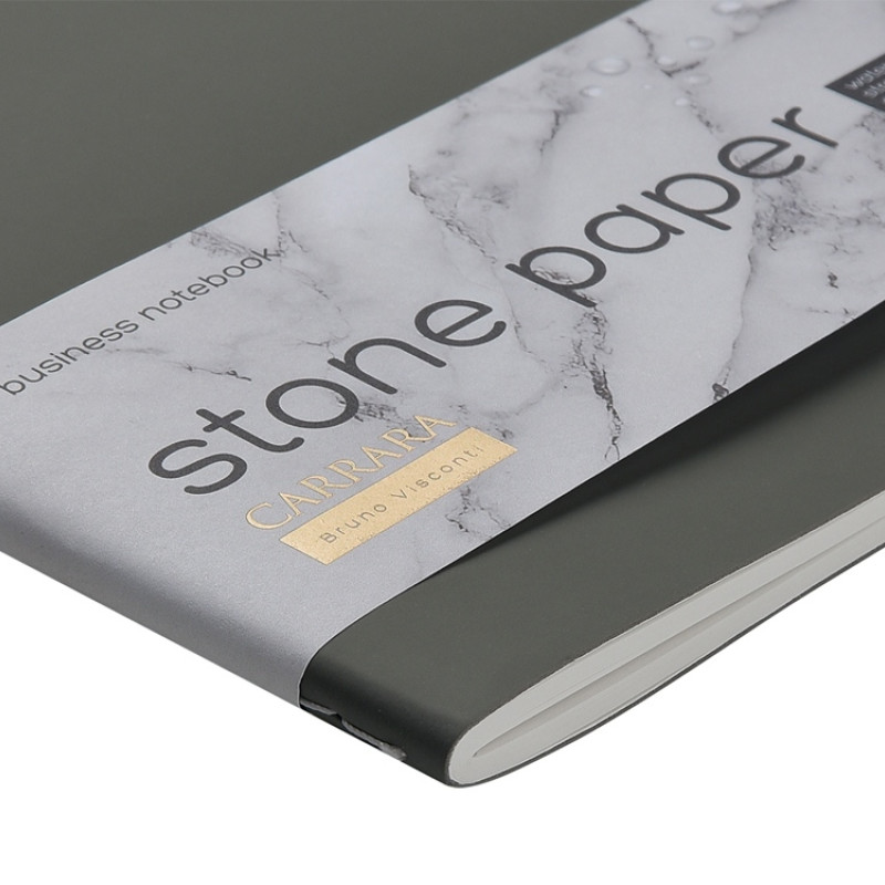 Тетрадь с каменной бумагой А5 "Carrara" 40 л., линейка, серый