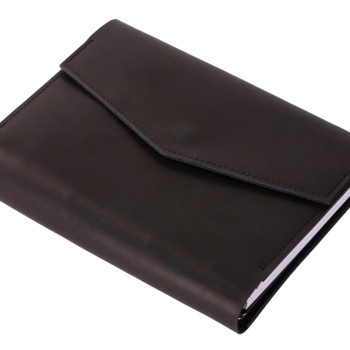 Блокнот кожаный А5 на кольцах, черный