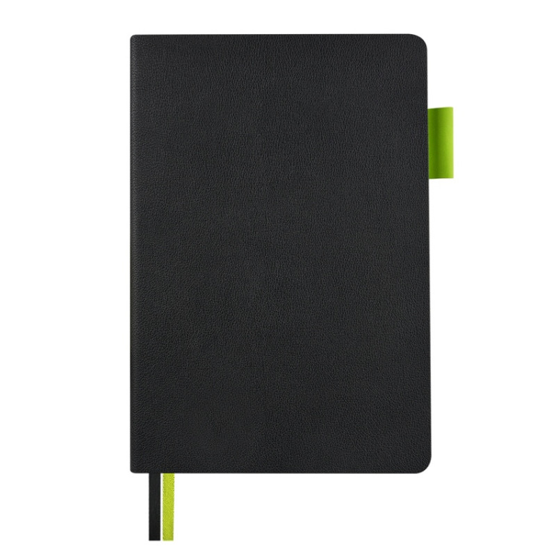 Блокнот А5 "Boston", черный с салатовым срезом