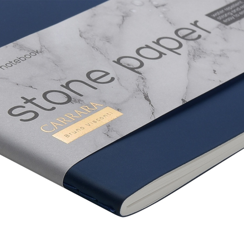 Тетрадь с каменной бумагой А5 "Carrara" 40 л., линейка, темно-синий