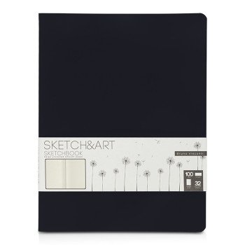 Скетчбук "Sketch & Art" в мягком переплете 178х230 мм, 32 л. бежевой бумаги 100 г/м2, черный