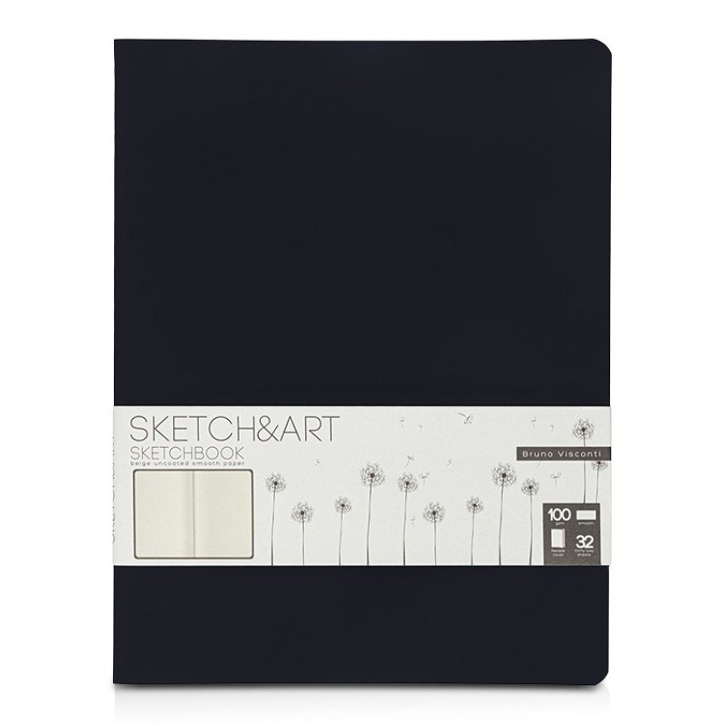 Скетчбук "Sketch & Art" в мягком переплете 178х230 мм, 32 л. бежевой бумаги 100 г/м2, черный Скетчбук "Sketch & Art" в мягком переплете 178х230 мм, 32 л. бежевой бумаги 100 г/м2, черный