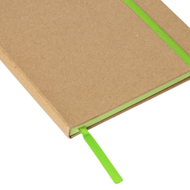 Блокнот A5 "Sevilia Color", твердая обложка из крафта, 80 листов, цветной срез и форзац, натуральный/зеленое яблоко