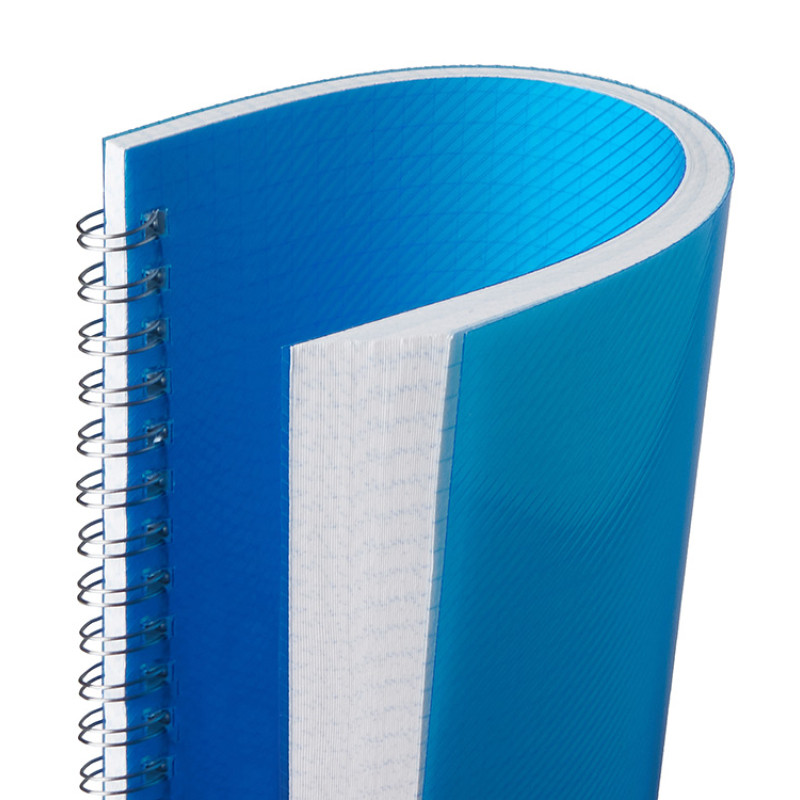 Блокнот на пружине в пластиковой обложке А5, синий