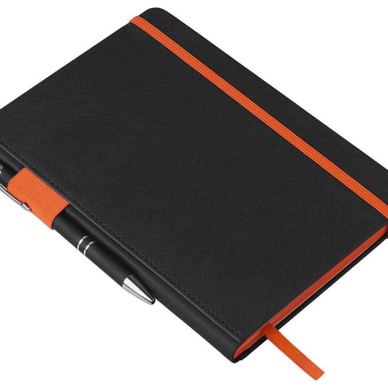 Бизнес блокнот "Bossy Junior" с цветным срезом, твердая обложка, 96 листов, черный и оранжевый