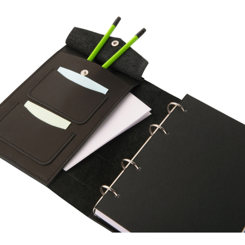 Блокнот кожаный А5 на кольцах, черный