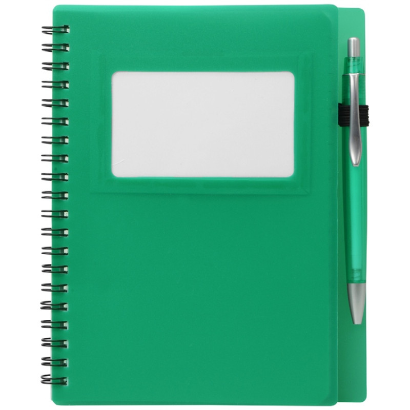 Блокнот "Контакт" с ручкой, зеленый
