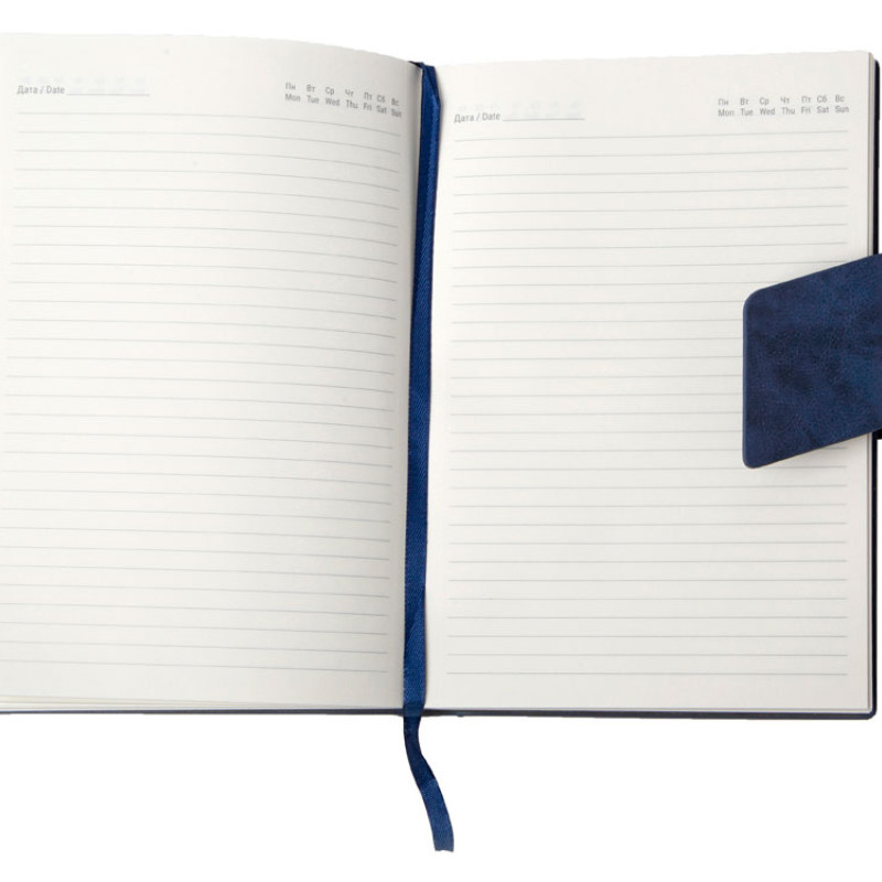 Бизнес блокнот А5 "Monoi" с клапаном, твердая обложка, 128 листов, темно-синий (Р)