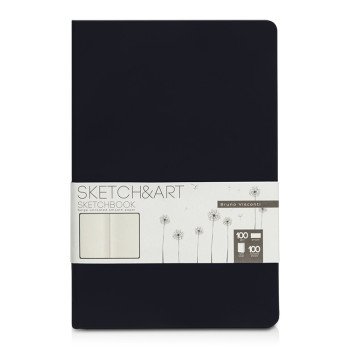 Скетчбук "Sketch & Art" в твердом переплете 143х216 мм, 100 л. черной бумаги 100 г/м2, черный