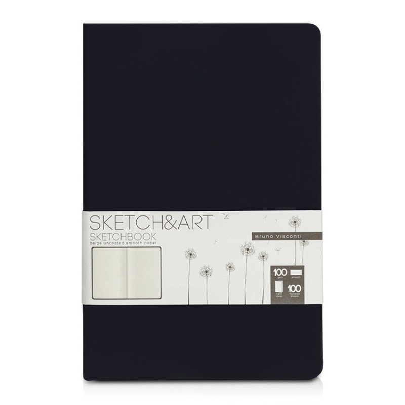 Скетчбук "Sketch & Art" в твердом переплете 143х216 мм, 100 л. черной бумаги 100 г/м2, черный