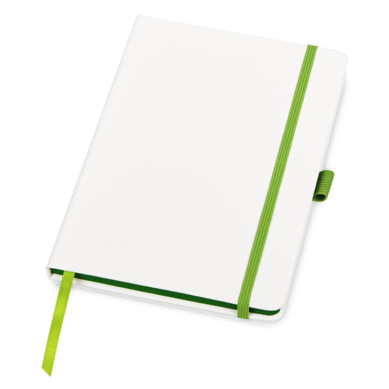 Блокнот "ColorNote White", твердая обложка A5, 80 листов, белый и зеленое яблоко