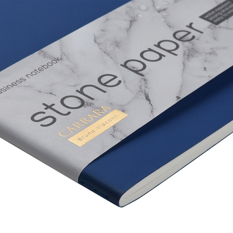 Тетрадь с каменной бумагой А5 "Carrara" 40 л., линейка, синий