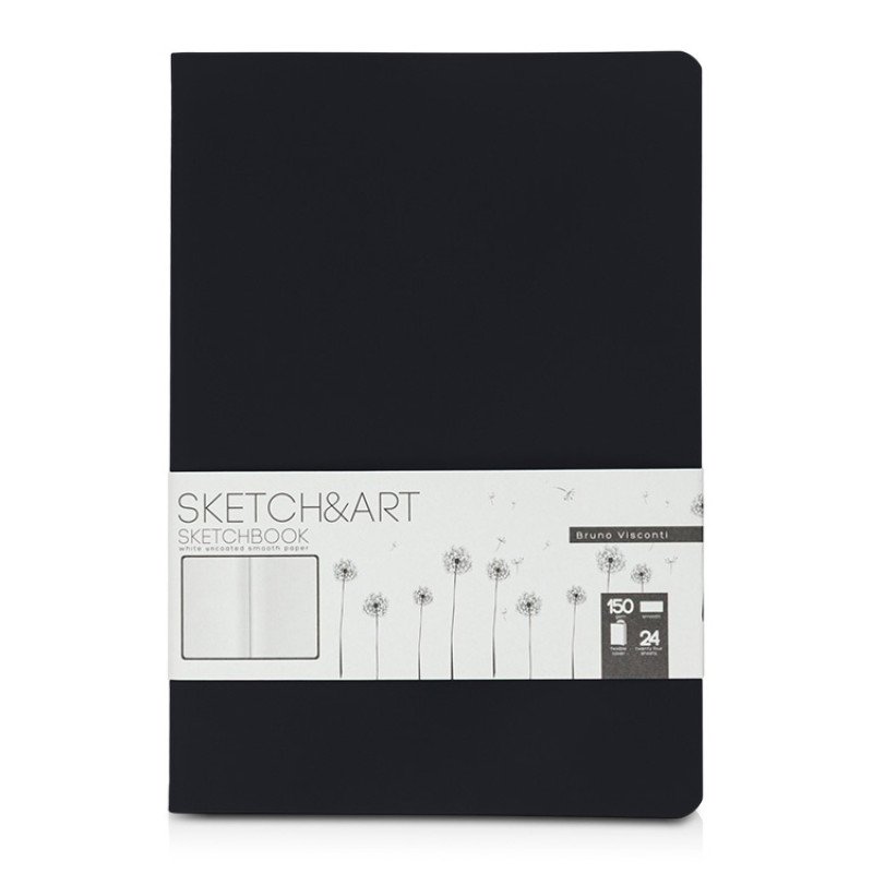 Скетчбук "Sketch & Art" в мягком переплете 147х210 мм, 24 л. белой бумаги 150 г/м2, черный