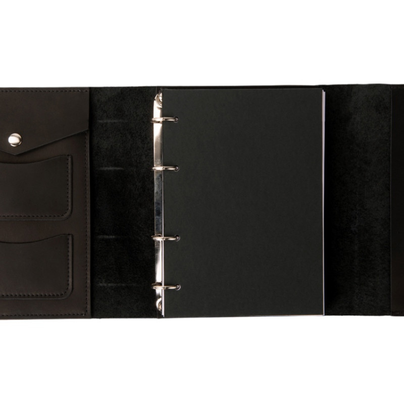 Блокнот кожаный А5 на кольцах, черный