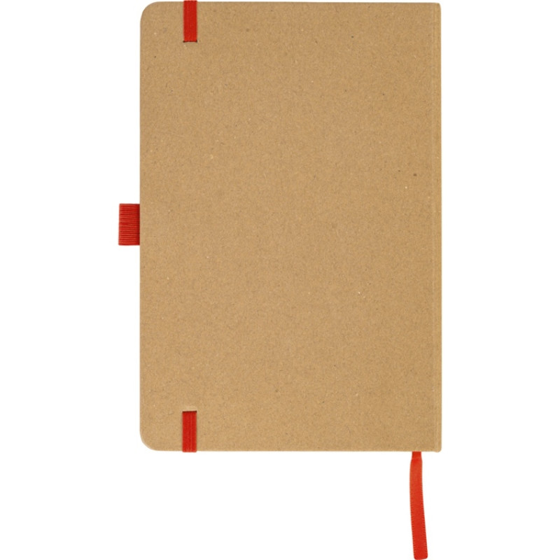 Блокнот A5 "Sevilia Color", твердая обложка из крафта, 80 листов, цветной срез и форзац, натуральный/красный