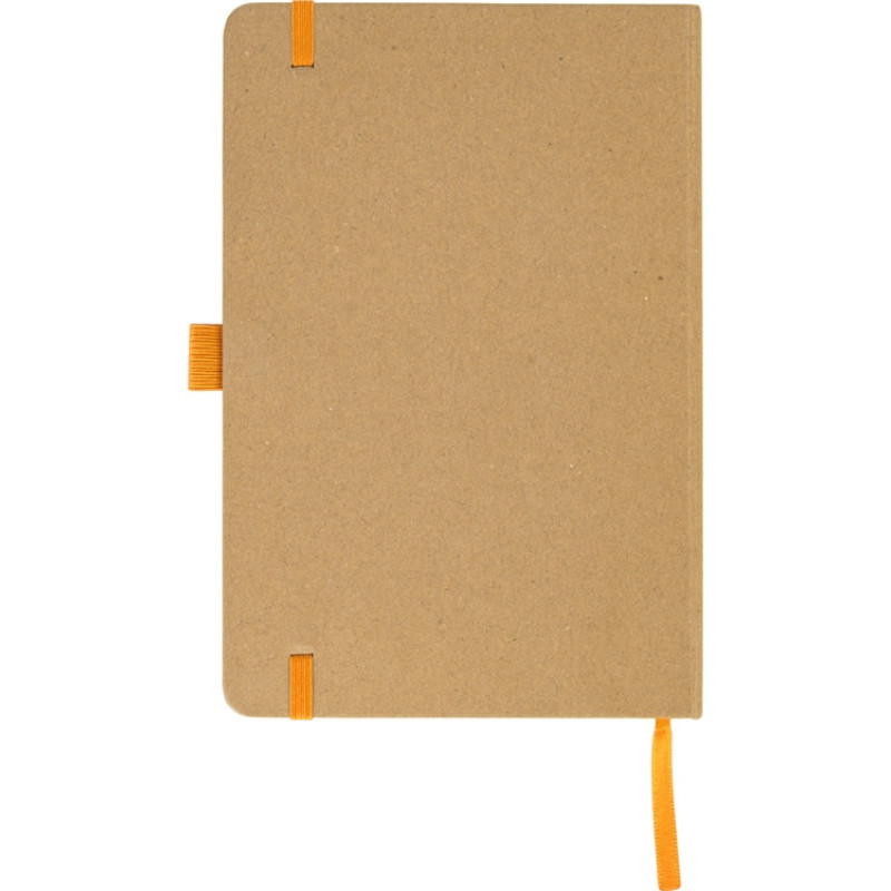 Блокнот A5 "Sevilia Color", твердая обложка из крафта, 80 листов, цветной срез и форзац, натуральный/оранжевый