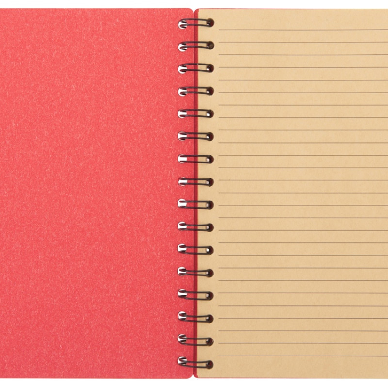 Блокнот на спирали в картонной обложке с переработанной бумагой "Mania", красный