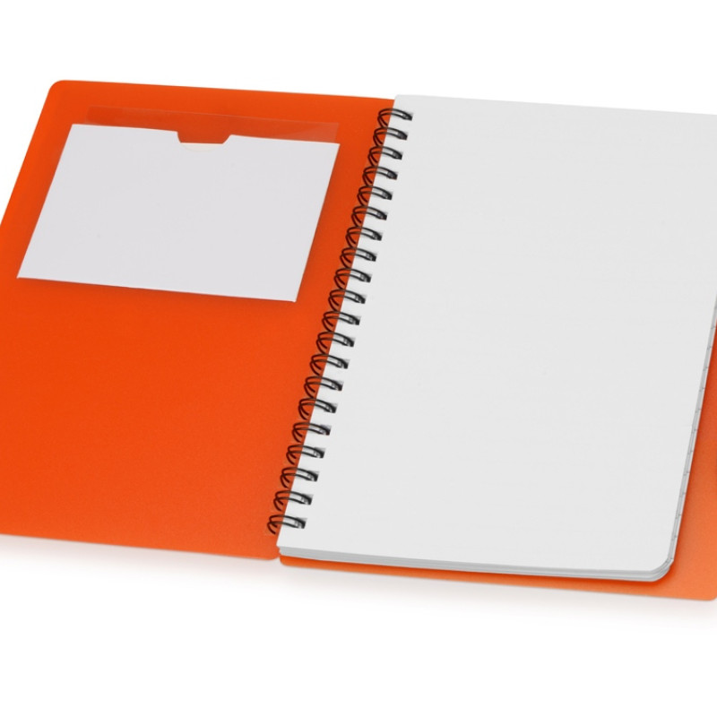 Блокнот "Контакт" с ручкой, оранжевый