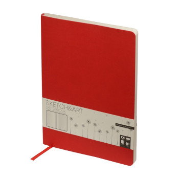 Скетчбук "Sketch & Art" в мягком переплете 179х250 мм, 80 л. бежевой бумаги 100 гр., красный
