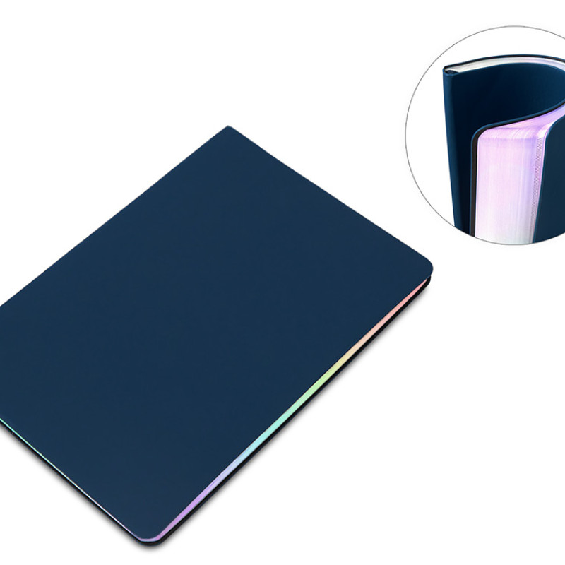 Блокнот А5 в гибкой обложке "Fellini" с голографическим срезом, темно-синий