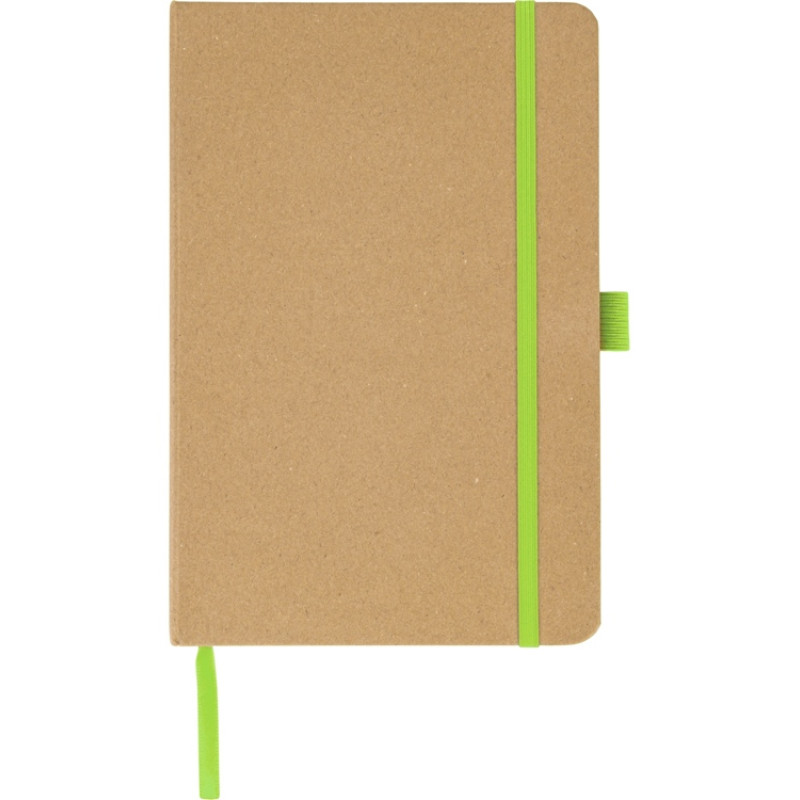 Блокнот A5 "Sevilia Color", твердая обложка из крафта, 80 листов, цветной срез и форзац, натуральный/зеленое яблоко