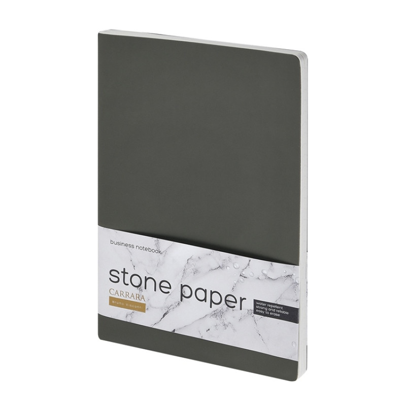 Тетрадь с каменной бумагой А5 "Carrara" 40 л., линейка, серый