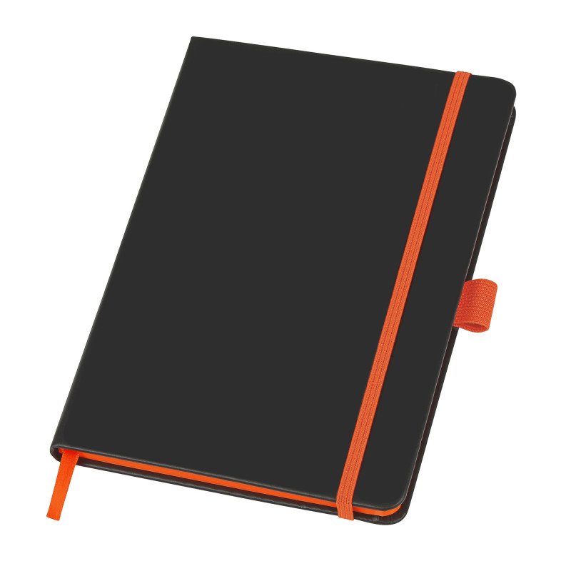 Блокнот "ColorNote Black", твердая обложка A5, 80 листов, черный с оранжевым