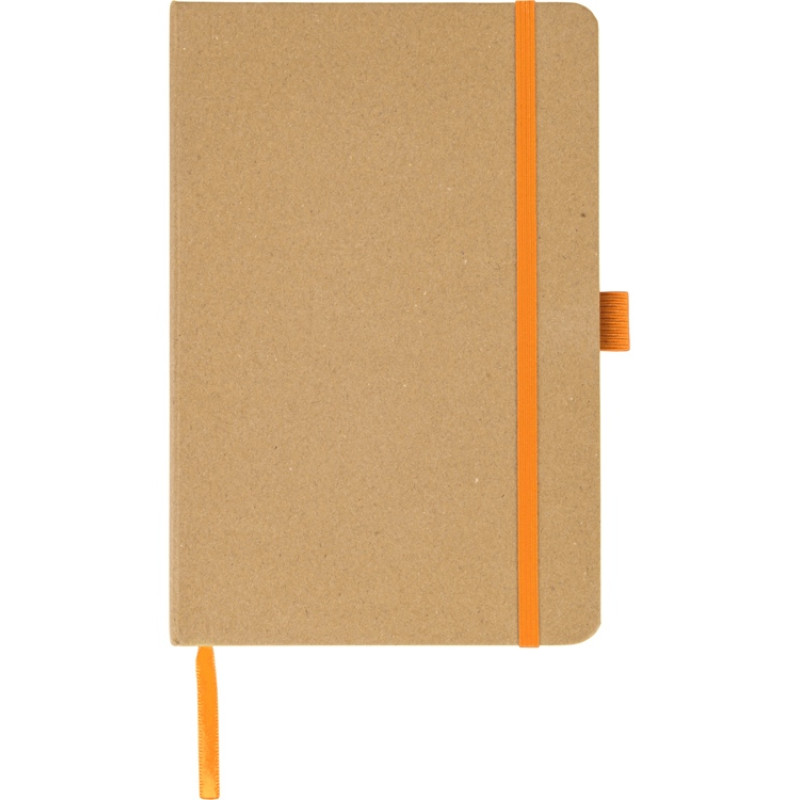 Блокнот A5 "Sevilia Color", твердая обложка из крафта, 80 листов, цветной срез и форзац, натуральный/оранжевый