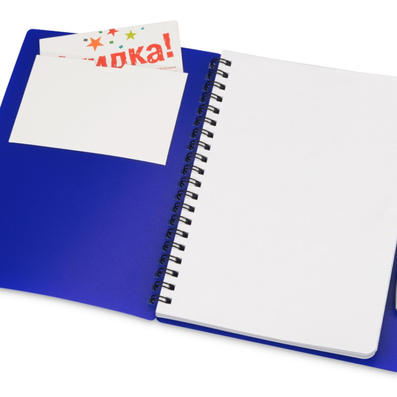 Блокнот "Контакт" с ручкой, синий (Р)